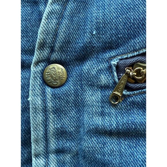 Vintage 1980s Carter's Denim Sherpa-Lined Vest Size Small Made In USA Talon Zip - Picture 5 of 7